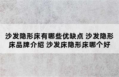 沙发隐形床有哪些优缺点 沙发隐形床品牌介绍 沙发床隐形床哪个好